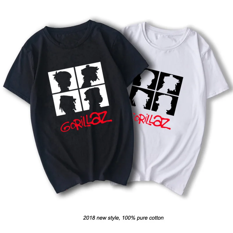 RAEEK/Летняя брендовая футболка с музыкальной группой gorillaz, хлопковые топы, мужские футболки с коротким рукавом для мальчиков, повседневная мужская футболка, модная