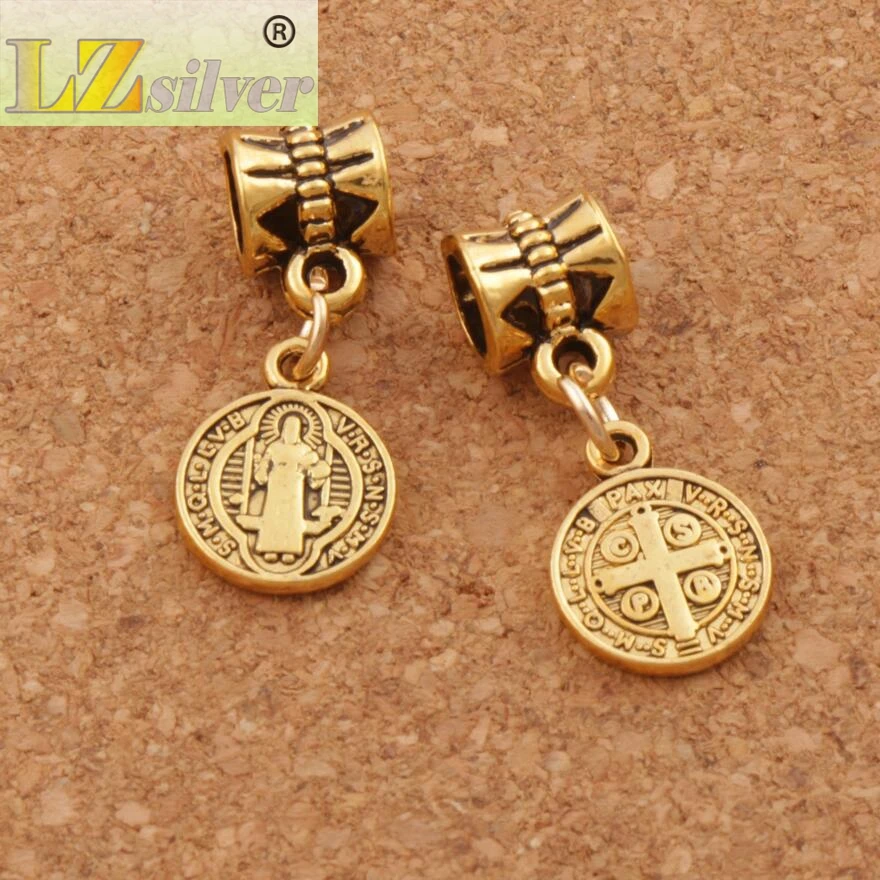 3 цвета Saint St Benedict Nursia Patron Медаль Крест Шарм бусины 10.2x24мм цинковый