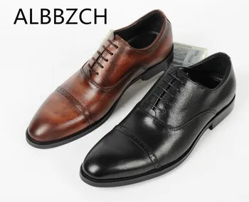 

Genuine Leather Dress Men Shoes Oxford Formal Suit Wedding Shoes Men's High Grade Office Work Shoes Size 38-44