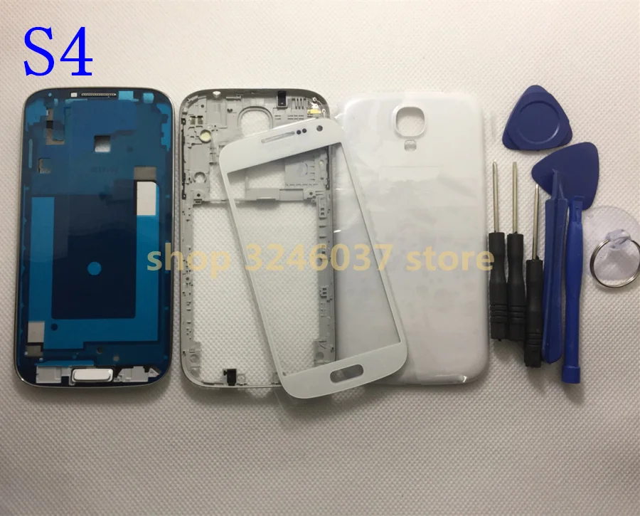 

Full Set Housing for Samsung Galaxy S4 i9500 i9505 Front Frame+Middle Frame+Back Battery Cover+Home Button 4 in1+tools
