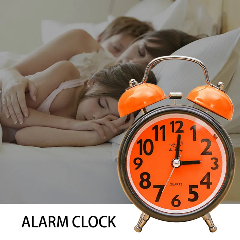 

Digital Clock Student Clock Retro Portable Cute Mini Cartoon Alarm Clock Round Number Double Bell Desk Table for Home Decor