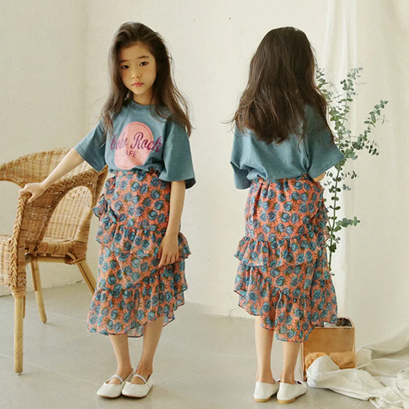 

Family Matching Clothes Mother Daughter Dress T Shirt+Chiffon Skirt Beach Clothes Family Look Mom Daughter Clothing Sets CC945