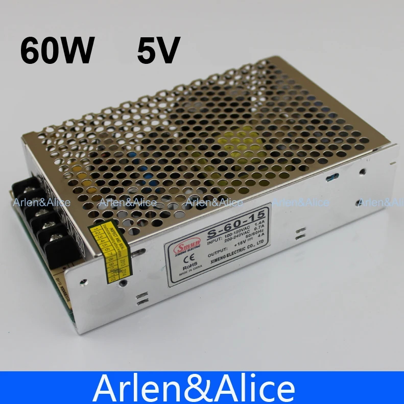 60W 5V 12A одиночный выход импульсный источник питания AC к DC|power supply graphic card|power sata