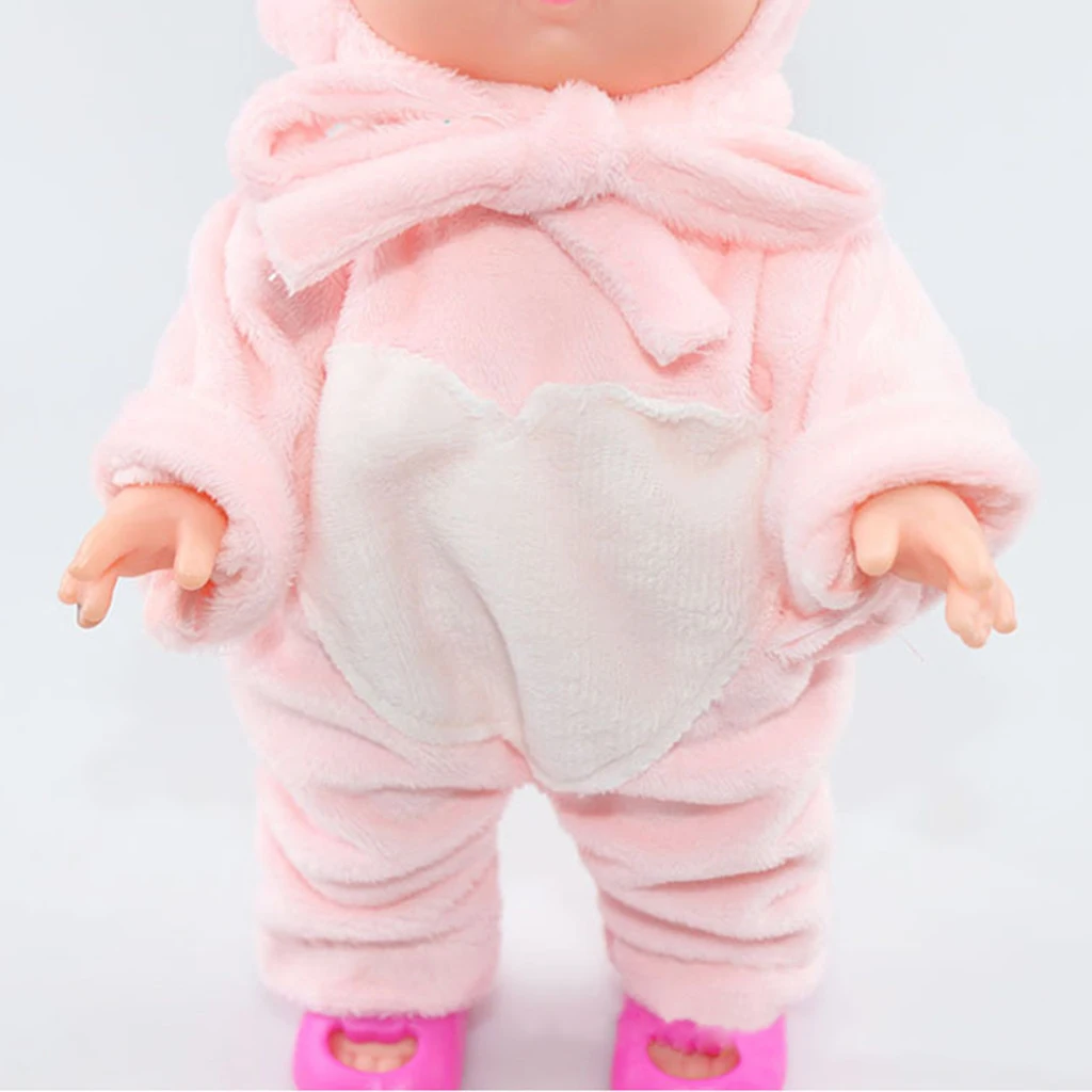 2pcs Lovely Plush Jumpsuit Hat Suit for 25cm Mellchan Baby Doll Accessories Pink