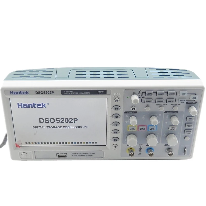 Hantek DSO5202P USB цифровой запоминающий осциллограф 200 МГц полоса пропускания 2 Каналы 1GSa/s 7 дюймов TFT ЖК-дисплей Запись PC Длина 40K