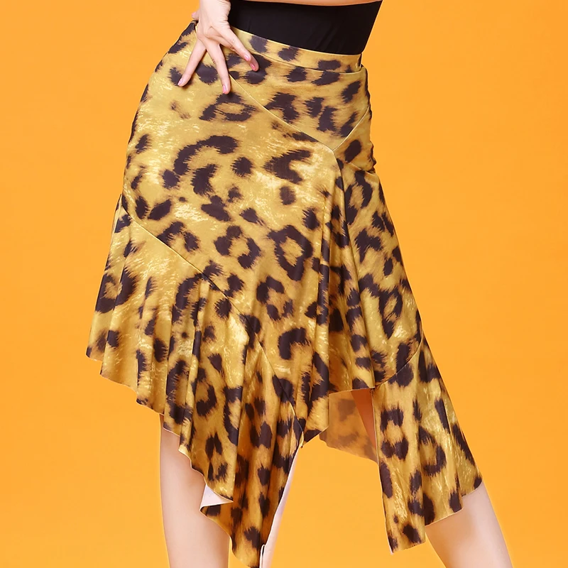Красота хорошее качество для латинских танцев Юбки для дам черный леопард юбка Профессиональный Для женщин квадратный Бальные танго