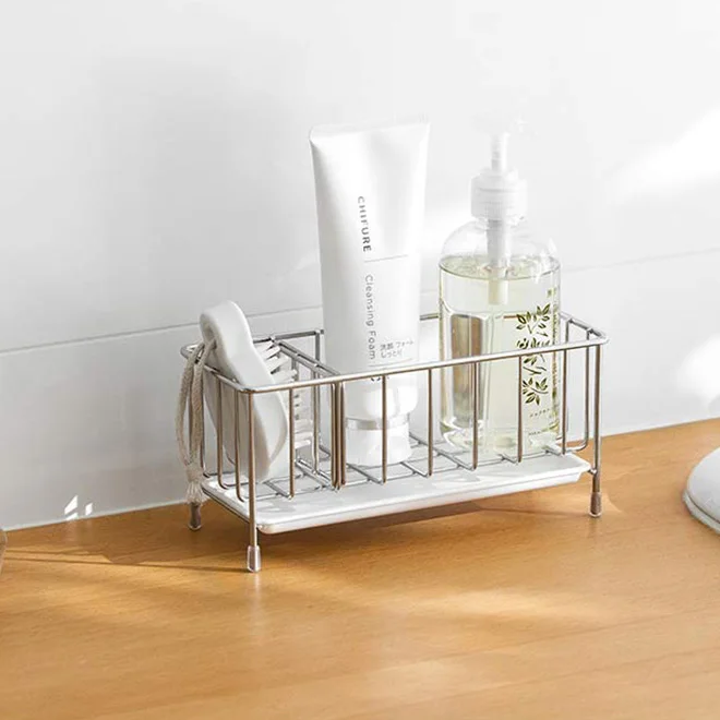 Stainless steel sponge storage rack double drainer shelves steel ball dishcloth scouring pad holder bathroom kitchen organizer Stainless steel sponge storage rack double drainer shelves steel ball dishcloth scouring pad holder bathroom kitchen organizer