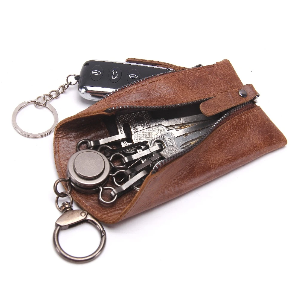 Contact's Vintage Genuine Leather Key Wallet Women Keychain Covers