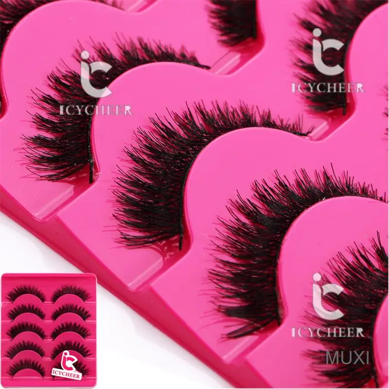 Makuep 5 Париж Природный крест длинные ручной работы Накладные ресницы расширение |