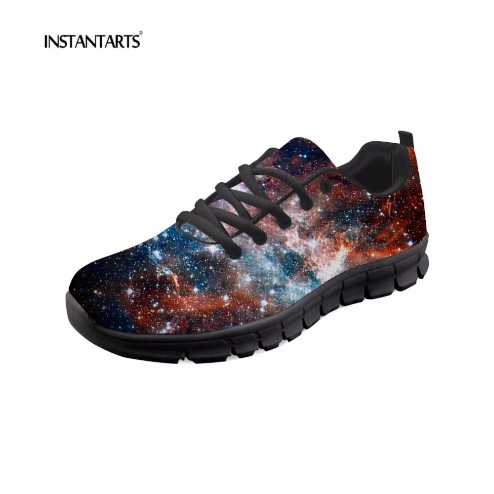 

INSTANTARTS 3D Universe Star Sneakers Women Fashion Breathable Mesh Flats Shoes 3D Galaxy Pattern Woman's Casual Shoes Zapatilla