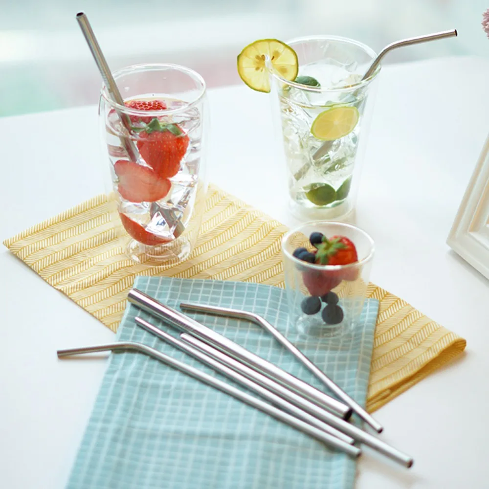 Extra Long Stainless Steel Drinking Straws Set Fits all Liquid Cup With