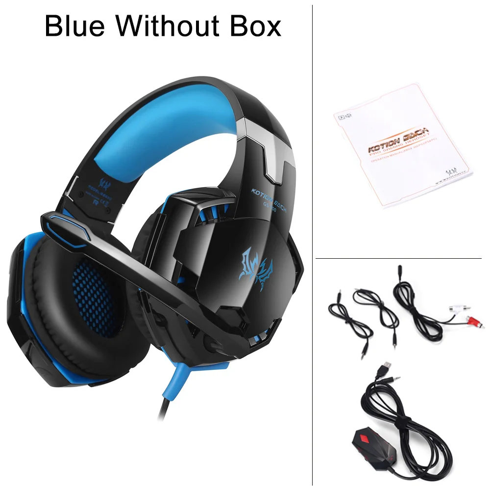 KOTION каждый GS600 Pro PC Gaming Headset стерео проводные наушники С микрофоном для Xbox 360 PS3 PS4 PC ноутбук телефон - Цвет: Blue Without Box