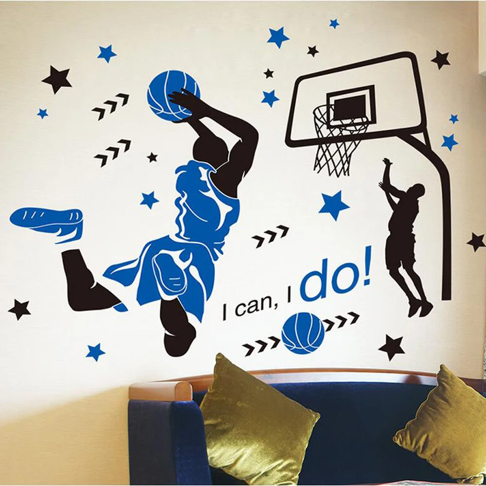 Us 8 38 Children Bedroom 3d Basketball Wall Stickers Removable Cute Wall Decals For Boy Room Adhesive Wall Decorations For Living Room In Wall