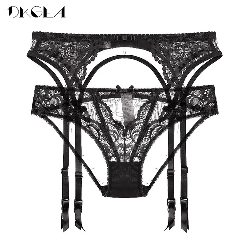 Lace White Garters Sexy Women Lingerie Temptation 2 Piece Panties+Garter Black Embroidery Suspender Belt Wedding Garters Belts
