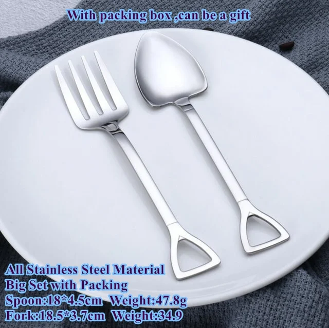 2 pcs/Lot Stainless Steel Spoons Fork Spade Shovel Shape Wrench