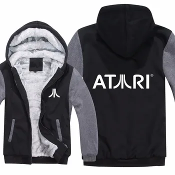 

Atari Hoodies Jacket Winter Men Casual Wool Liner Fleece Atari Video Game Sweatshirts Pullover Man Coat
