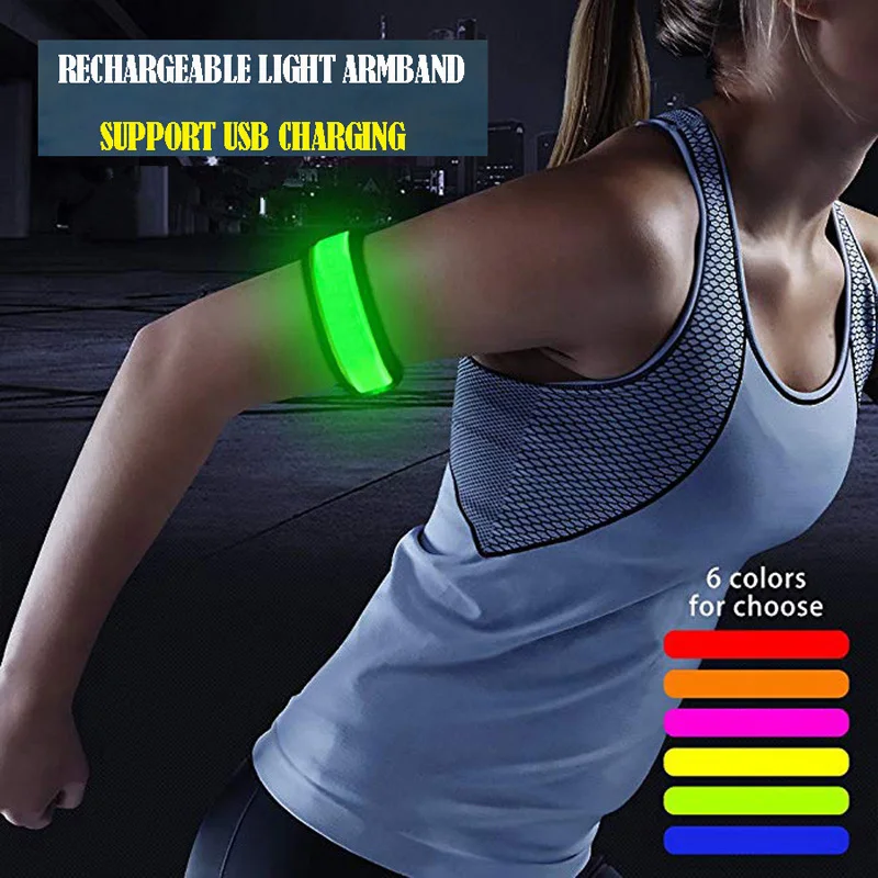 1 упаковка, светящиеся браслеты для спорта на открытом воздухе, светодиодный регулируемый светильник для бега, бегунов, бегунов, велосипедных велосипедов, вечерние светильник