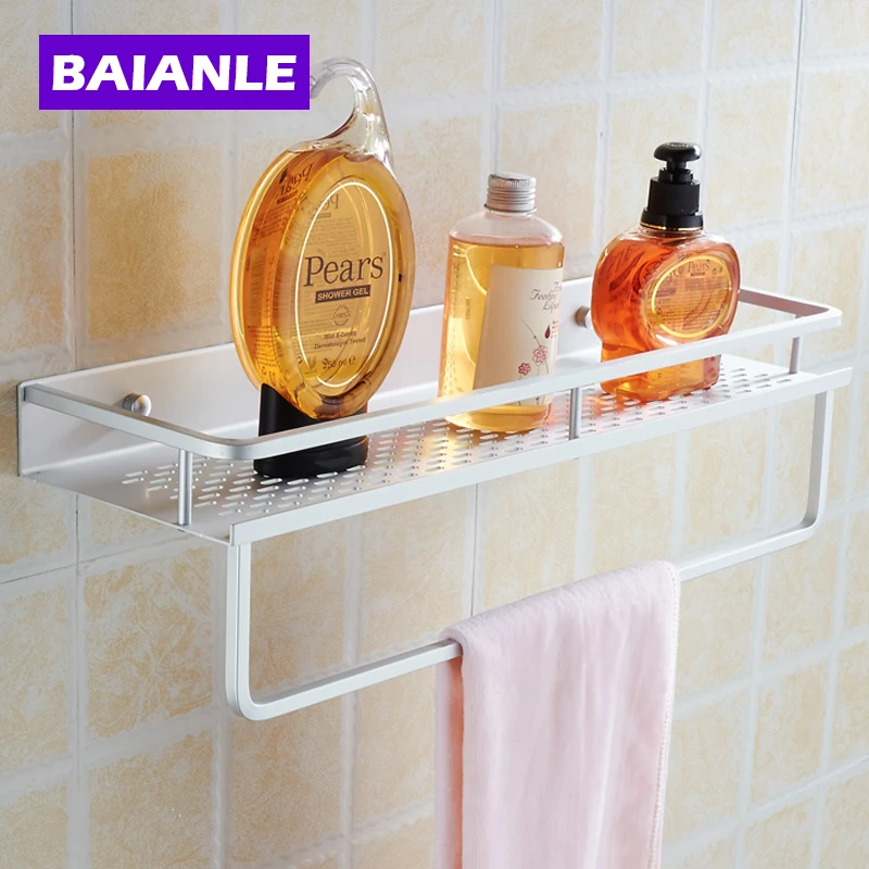 40/50cm two choices Aluminum Silver Bathroom Shelf For Shampoo Towel