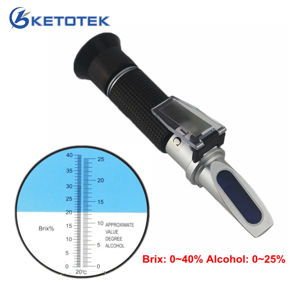 Wine Refractometer Alcohol 0 25 Sugar Content Meter Brix Tester 0 40