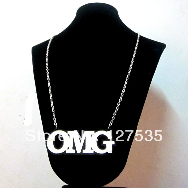 

latest fashion women jewelry accessories cheap alphabet big letter OMG statement necklace