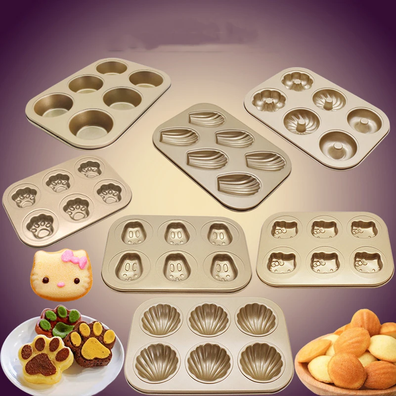 

New Pan Carbon Steel Cupcake Bake Cake Mold DIY Tools Bakeware Oven Pan Mould Baking Tool Egg Tart Mold