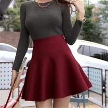 Skirts A-line Women Spring Autumn Knit High Waist Pleated Skirt Female Fashion Solid Color Tutu Skirt Women Clothing TT251