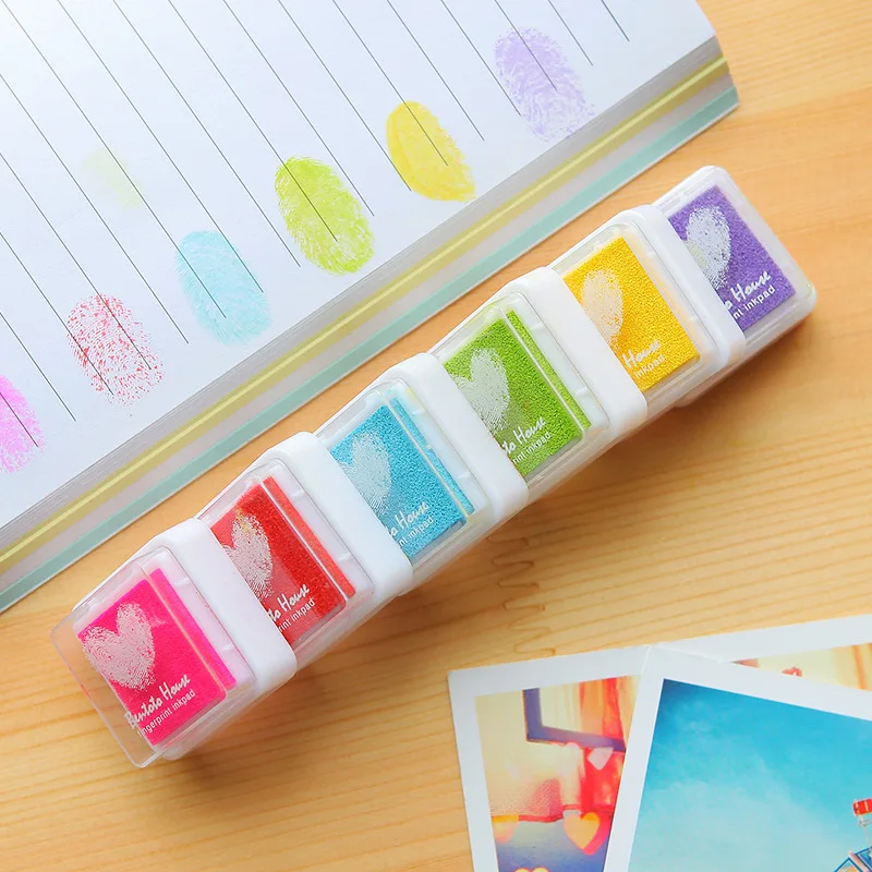 

6pcs/set Fingerprint Stamp Pads DIY Diary Albums Essential Inkpad Drawing Tools Fun Children's favorite toys E0