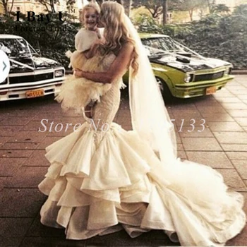 شراءفستان زفاف فاخر بتصميم حورية البحر باللون العاجي مع دانتيل مطرز بحورية البحر من Vestidos De Noiva Sereia