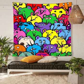 

HommomH Tapestry Art Decor Wall Hanging in Dorm Living Room Bedroom Cute Cartoon Mouse Colorful
