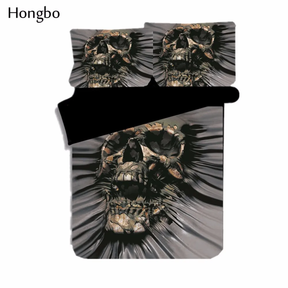 Комплект постельного белья Hongbo с 3D рисунком черного черепа для односпальной и