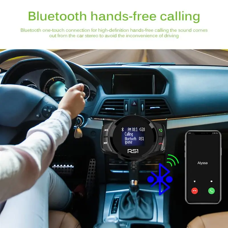 FM Bluetooth Автомобильный передатчик беспроводной экран 1,4 дюймов дисплей Mp3 плеер Hands Free быстрое USB зарядное устройство двойной радио модулятор