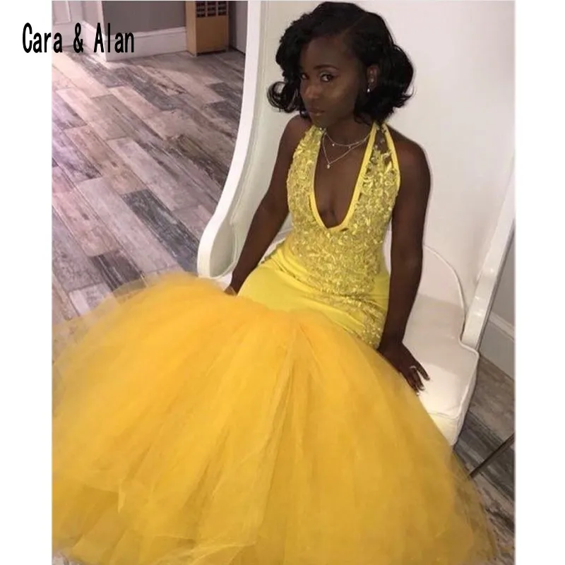 2019 yellow prom dresses