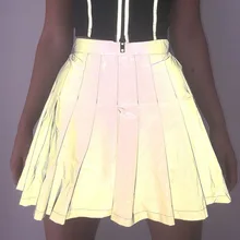 Harajuku, женская модная летняя плиссированная юбка с высокой талией, ветрозащитная Светоотражающая юбка, крутая ночная версия для девушек, женские мини-юбки