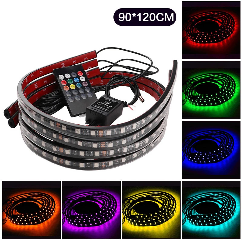 

Carsty Remote Control 90/120cm Car RGB LED Strip LED Under Car Glow Underbody System Neon Light Waterproof Auto Car Styling