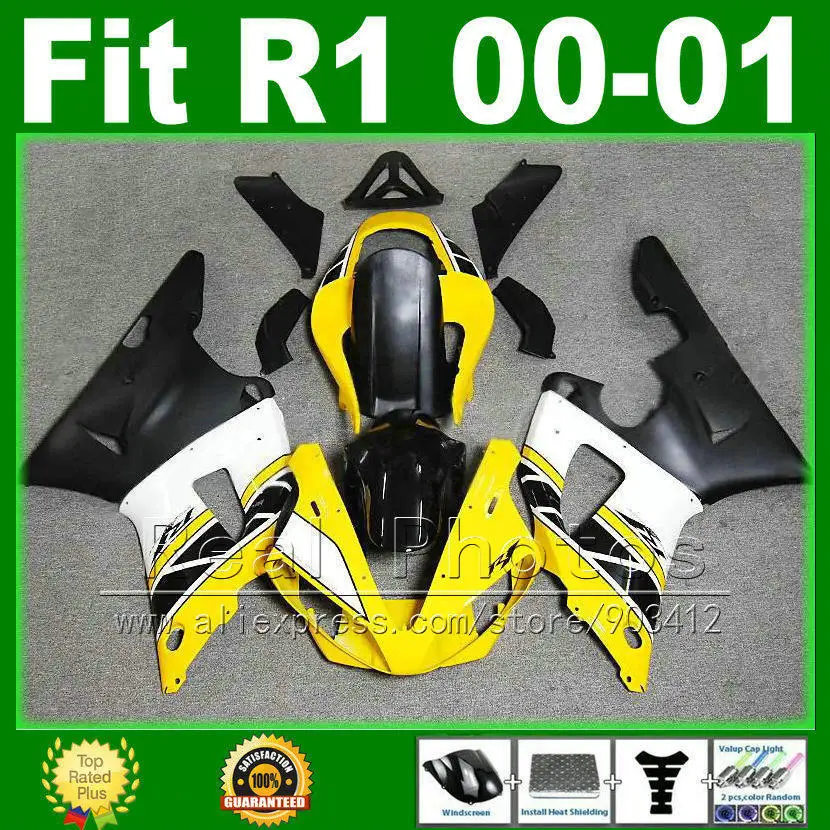 

Yellow white black fairings for YAMAHA R1 2000 2001 cheap fairing kit YZFR1 00 01 1000 YZF-R1 bodywork kits plastic parts