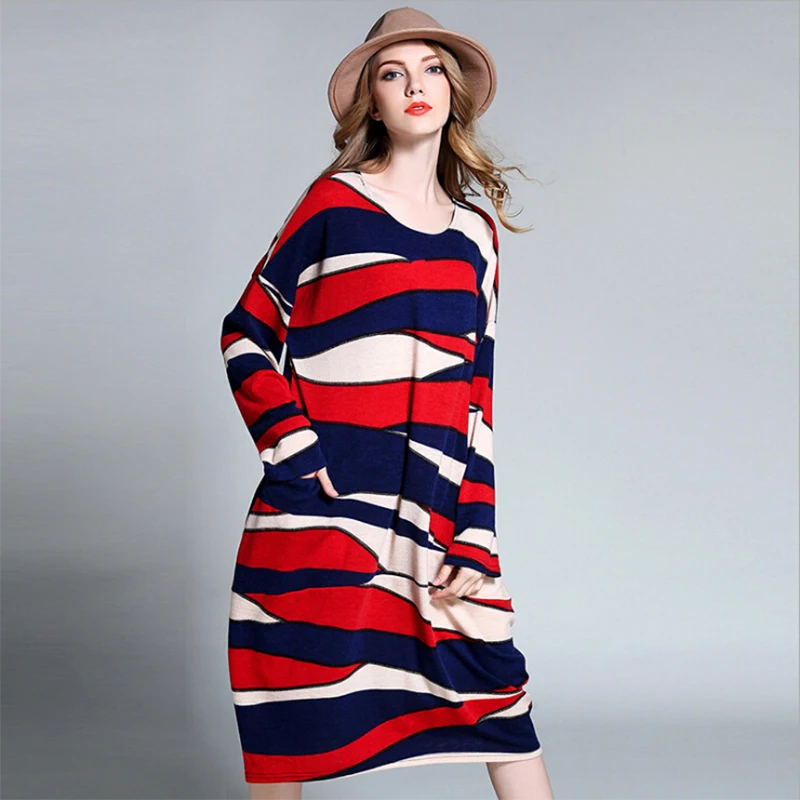 ФОТО New maternity dresses striped maternity clothes long sleeve knitted pregnant dresses plus size autumn pregnancy maternity gown