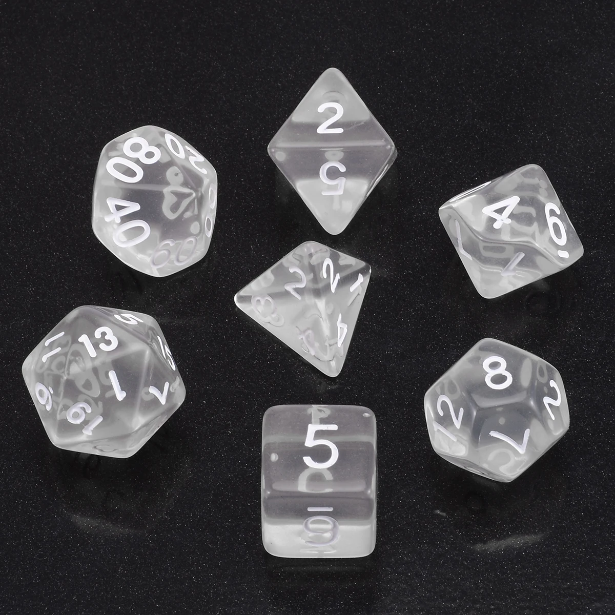 7x/Set White Transparent Polyhedral Dices Gaming Dungeons and Dragons RPG Game With Cloth Bag Outdoor Tools
