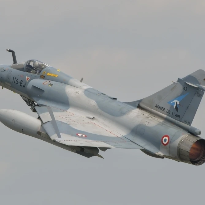 A French Air Force Mirage 2000C taking off Poster Print (34 x 22)