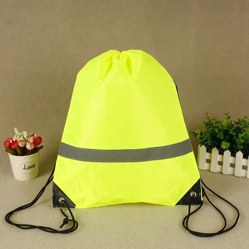 

Portable Lightweight Reflective Drawstring Backpack Bag With Double Shoulder Strap Fishing Yoga Fitness Travel Sack Duffle