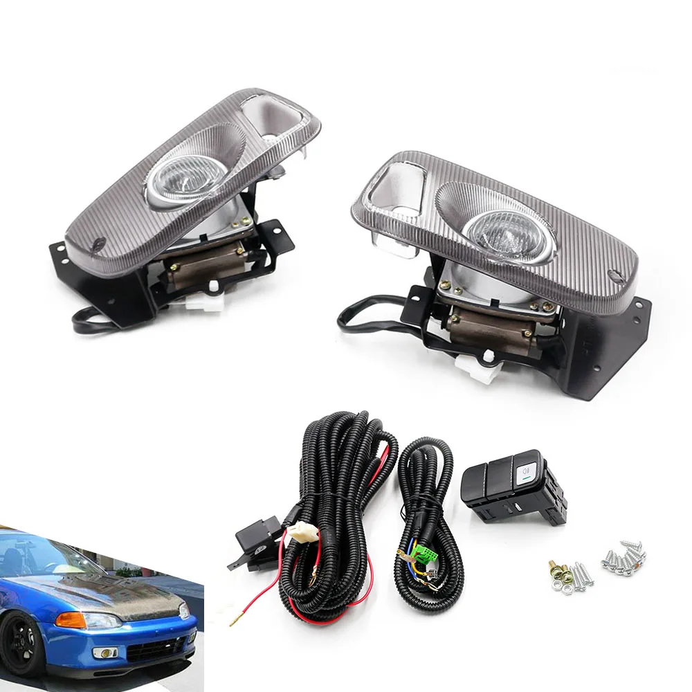 

Yellow Fog Lights For Honda Civic 92 - 95 2/3DR EG Car H3 Fog Light 12v Bulb Front Bumper Fog Lights Full set With Switch