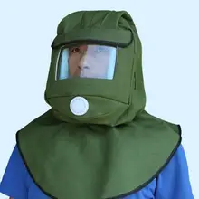 Защитная маска капот спрей краска пескоструйная обработка пыли ударопрочный защитный капюшон зеленый холст вентиляция шаль колпачок маска