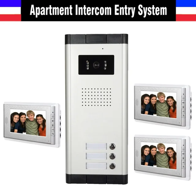 3 Units Apartment Video Door Phone Intercom System Doorbell 3 Units Apartment Video Door Phone Intercom System Doorbell Kit For Apartments House 1 Camera Monitor