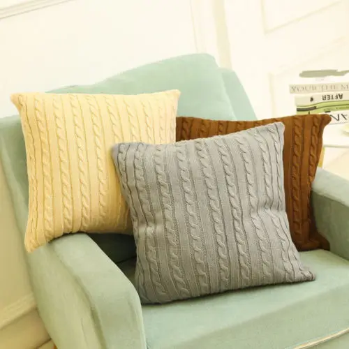 

45*45cm Removable Knitting Wool Cushion Cover Square Home Sofa Decor Warm Soft Throw Pillow Cover Case Vintage