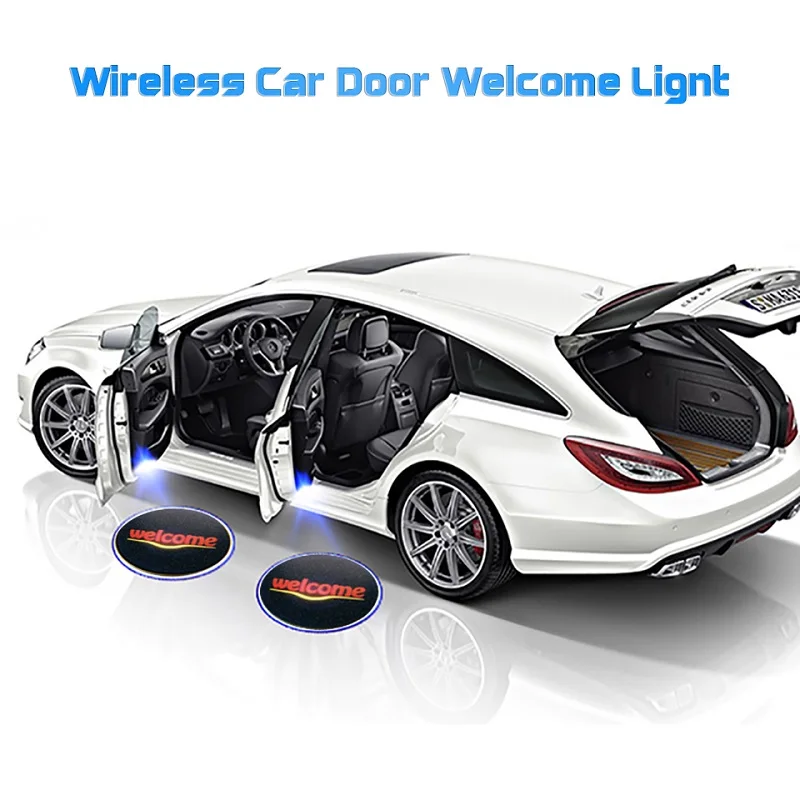 Настраиваемые, с логотипом 2 PC Универсальный Беспроводная дверь автомобиля Добро пожаловать логотип свет проектор светодиодный Лазерная