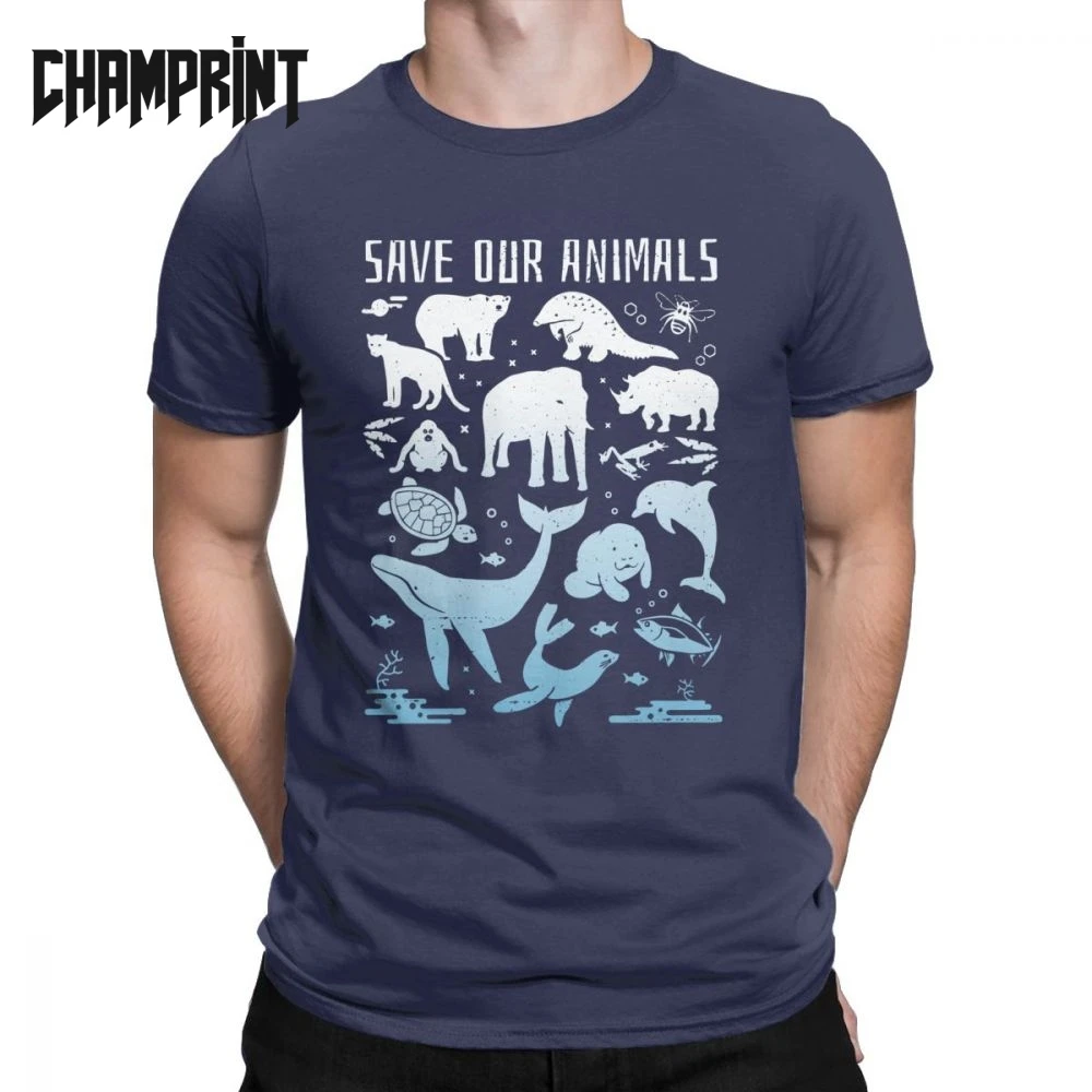 

Men's Save Our Animals Endangered T Shirts Ocean Pollution Life Marine T-Shirts Water Conservation Beach Cotton Short Sleeve Tee
