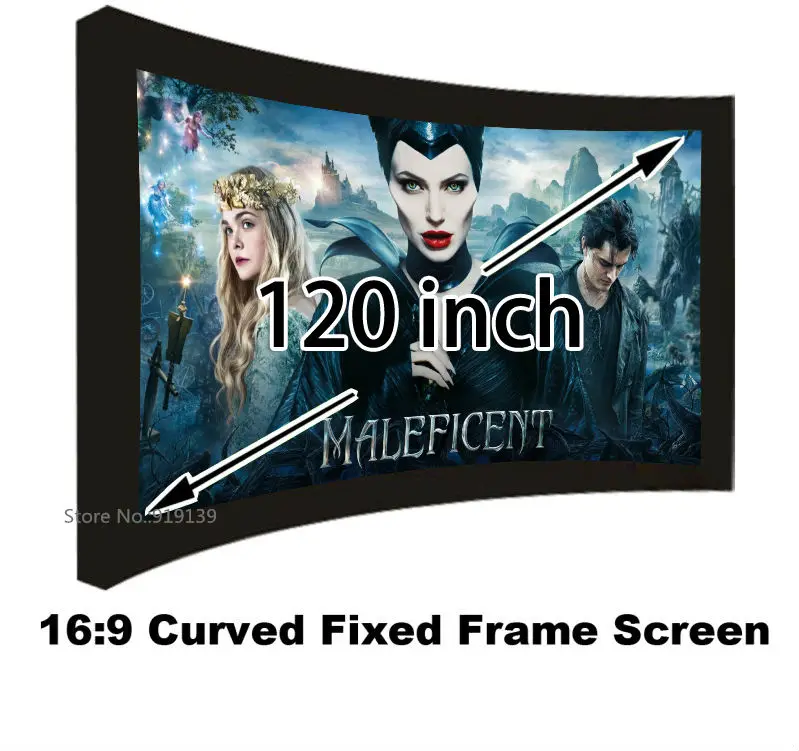 Good Gain Cinema Projection Screen 16:9 Curved Fixed Frame Projector Screens 120 Inch HD Matt White Suit For 3D Cinema Display