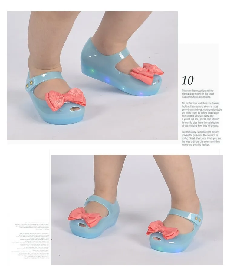 leather girl in boots MERI AMMI Kid LED colorful sandals mini shoe PVC soft outsole children girls boys bow shoes Factory Sales bata children's sandals