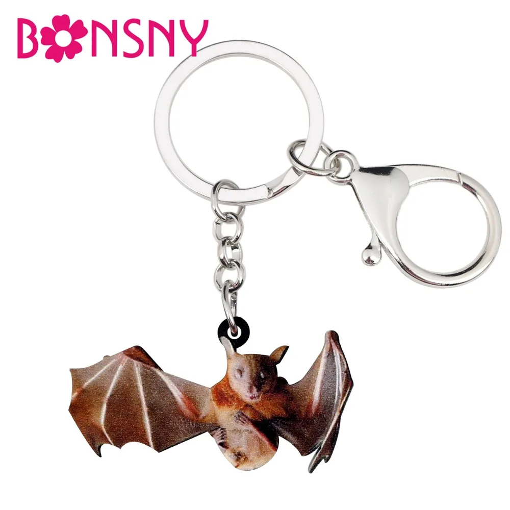 Bonsny акриловый Хэллоуин новинка летучая мышь брелок для ключей кольцо животное
