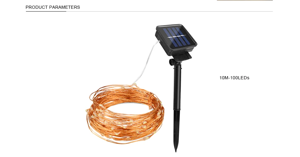 10M 20M Warm White Solar Power Lawn Lamp Outdoor Waterproof LED light String Garden Fence Holiday Wedding Fairy light Decoration