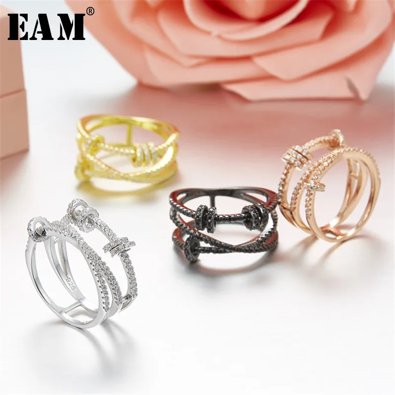 

WKOUD EAM Jewelry / 2019 New Fashion S925 Sterling Silver Micro-inlaid Zircon Bead Ring Women's Accessories S#J156